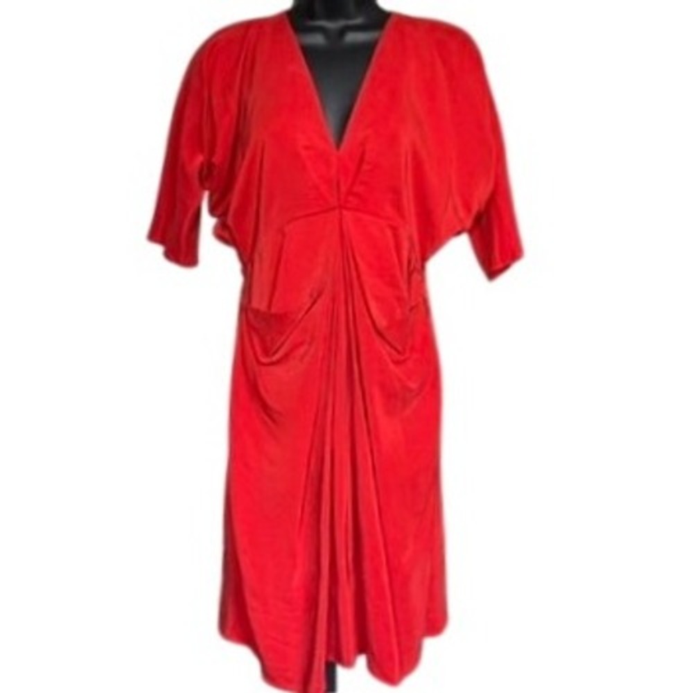 WILLOW 100% Silk Dress Sz 4 US Red Party Cocktail Sophisticated‎